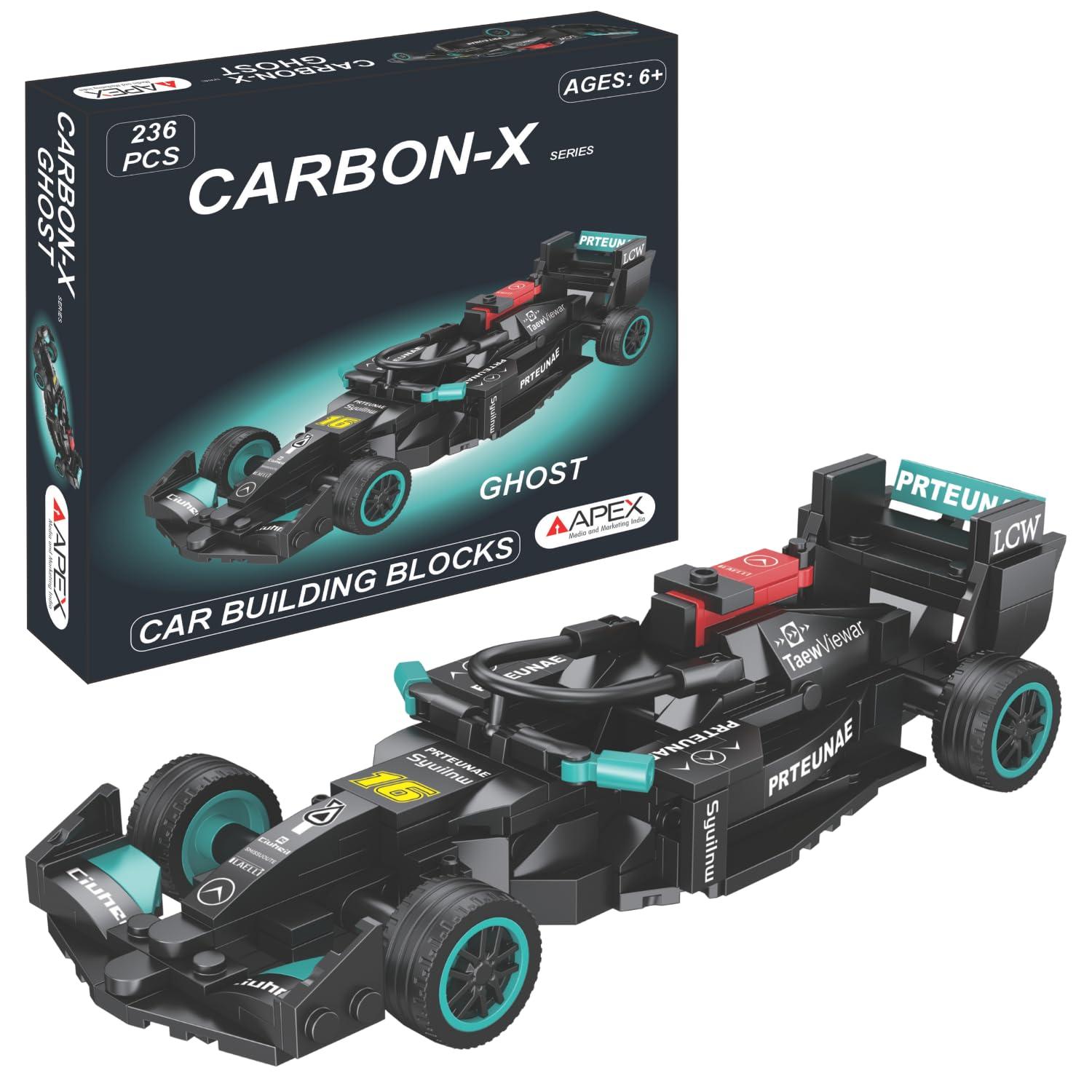 Apex Carbon-X F1 Car Building Blocks Set 236 Pcs | Racing Car Construction Toy for Kids Age 6+ | STEM Learning Toy | Creative DIY Model Kit for Boys & Girls (Ghost)