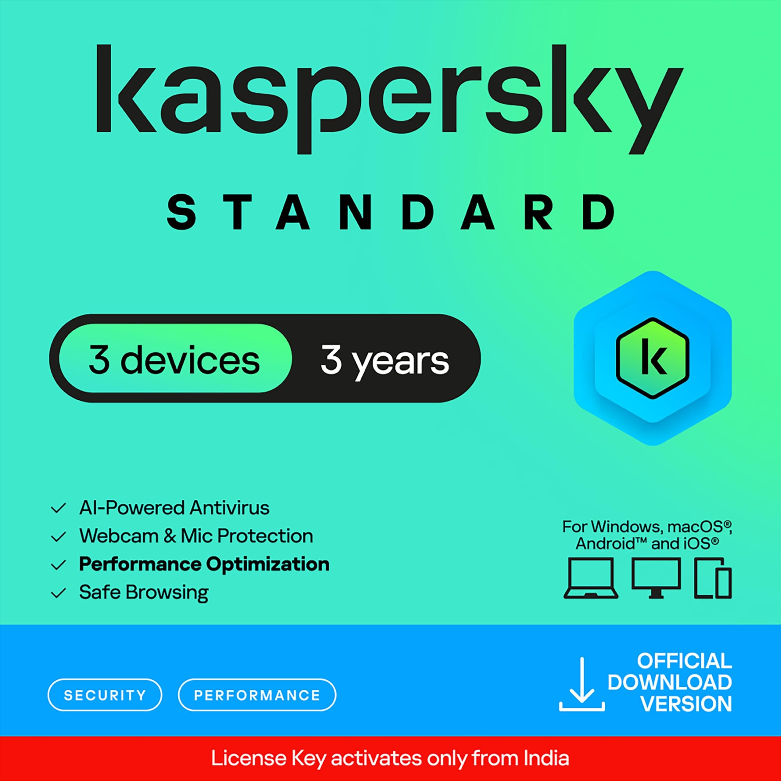 Kaspersky | Standard Security | 3 Users | 3 Years | Email Delivery in 1 Hour
