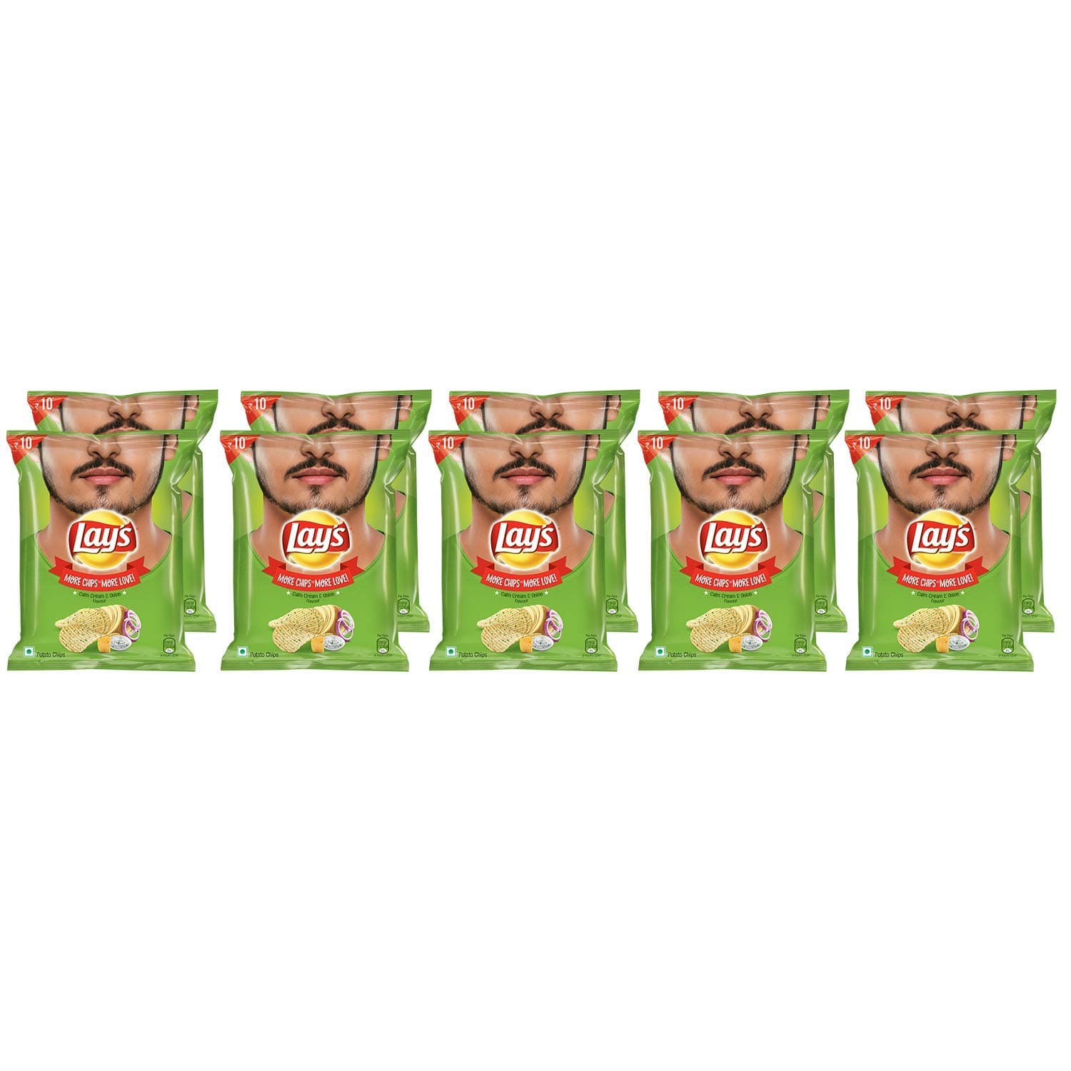Lay's Potato Chips, American Style Cream and Onion, 30Gram Each (Pack of 10)