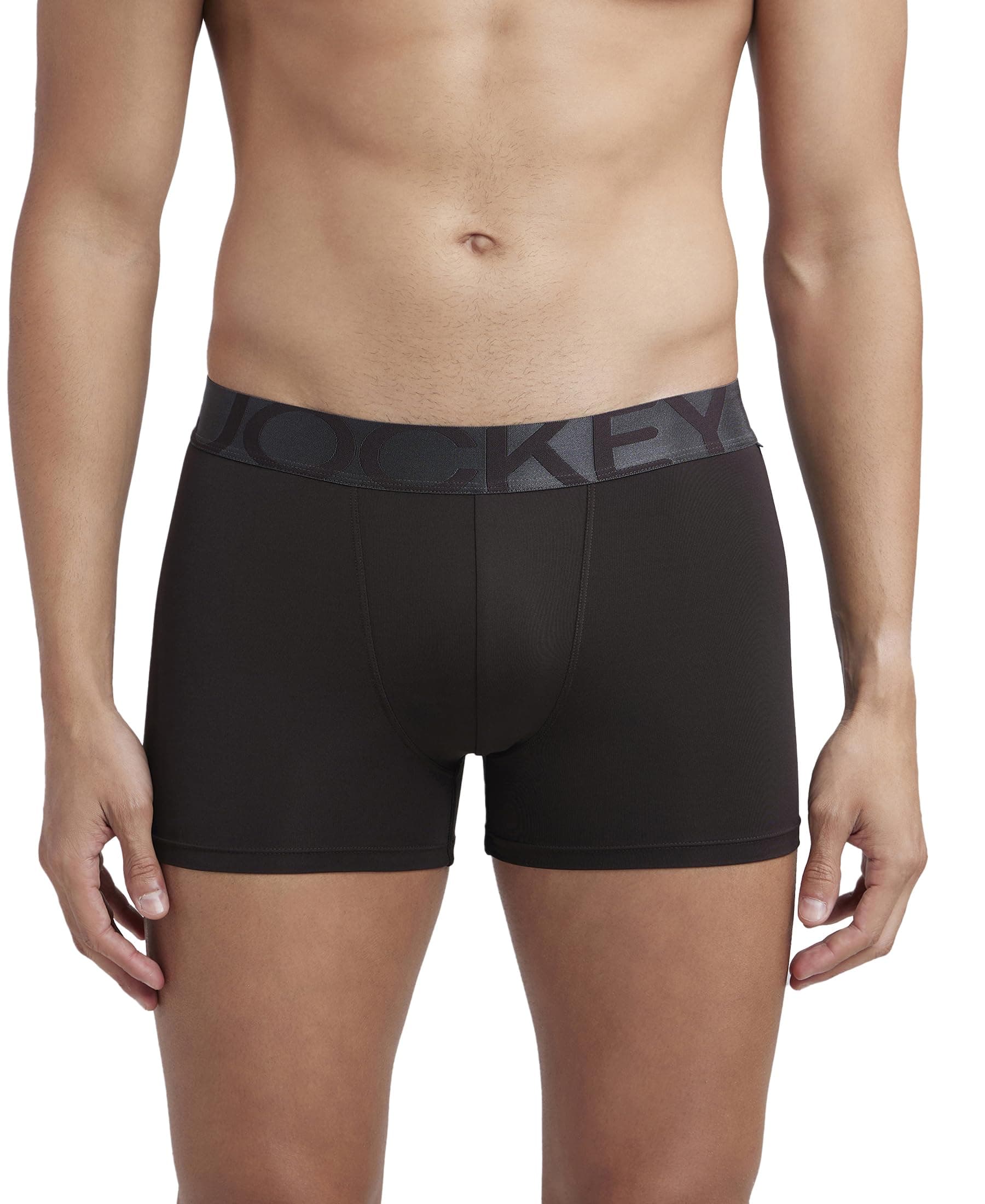 Jockey IC28 Men's Tactel Microfiber Elastane Stretch Solid Trunk with Moisture Move Properties_Brown_XXL