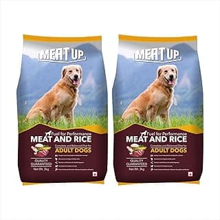 Meat Up Adult Dry Dog Food Meat and Rice Flavour, 3kg + 3kg Total 6 Kg Pack