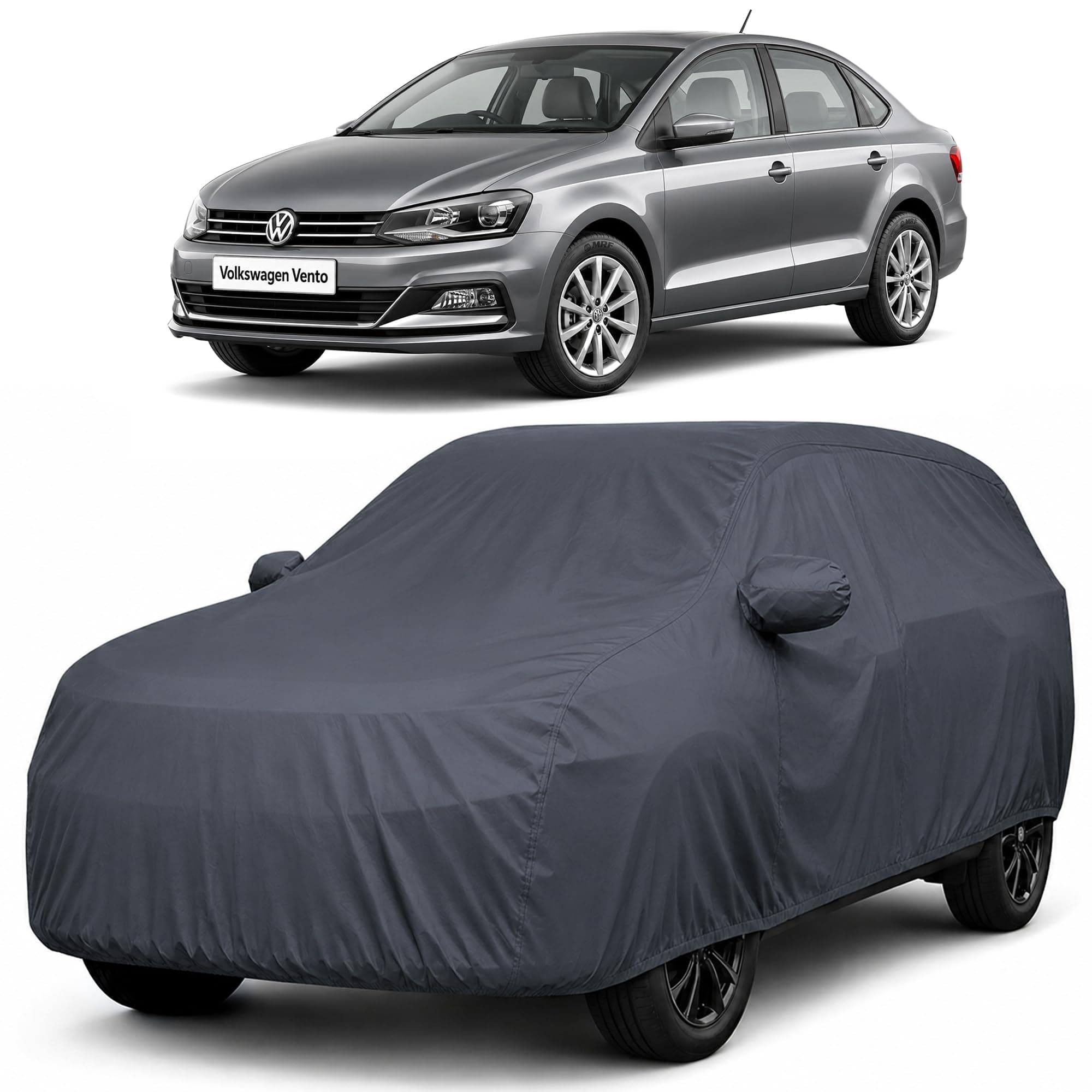 Autofact Car Body Cover Compatible with Volkswagen Vento | Custom Fit Car Cover |100% Waterproof | Triple-Stitched Lightweight Fabric | Dustproof | Indoor & Outdoor Use | Elastic Bottom