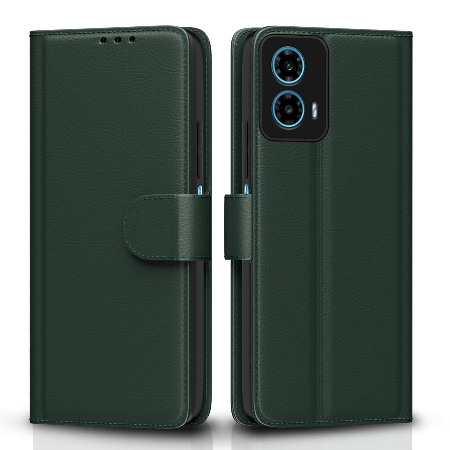 Pikkme Flip Cover for Moto G34 / G45 5G | Leather Finish | Shockproof with Card Pockets & Wallet Stand | Ultimate Protection Case(Green)