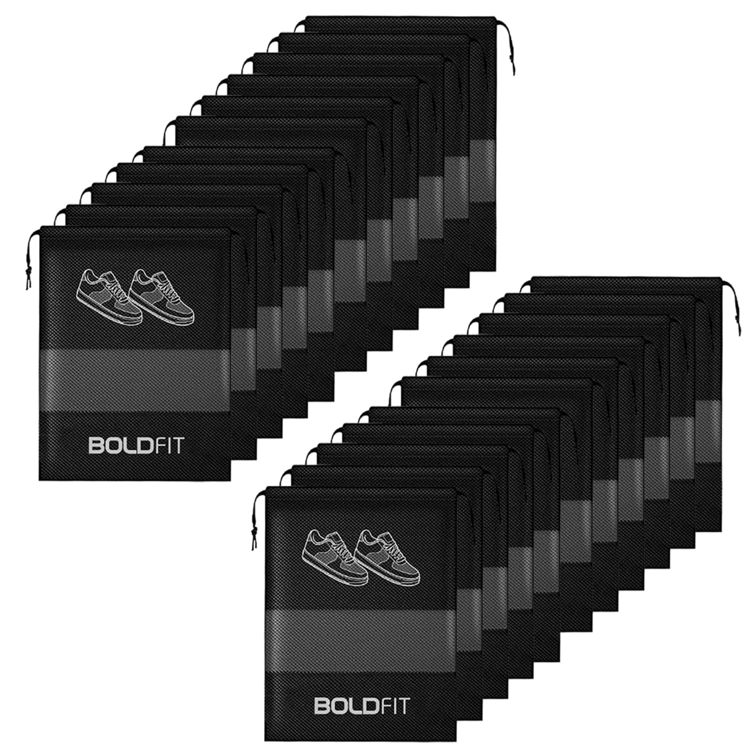 Boldfit Shoe Bag for Travel Bag for Man & Women Shoe Cover for Storage at Home Gym Reusable Travelling Accessories Organizer Pouch Travel Essentials Footwear Bags for Travelling Men -Pack of 24, Black
