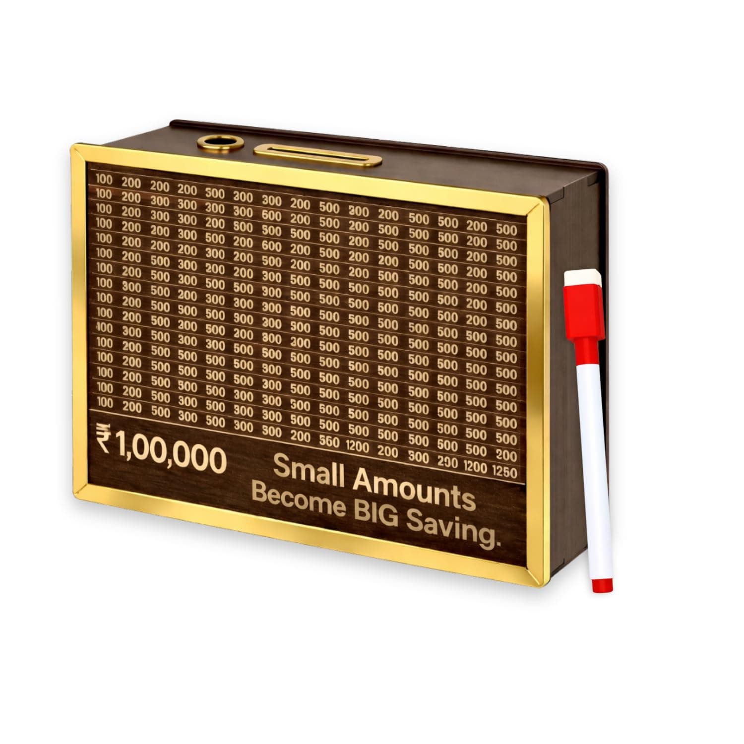 Zulaxy Wooden Piggy Bank with ₹1,00,000 Savings Tracker | Money Saving Box for Kids & Adults | Wooden Gullak with Goal Counter | Cash & Coin Bank | Reusable Savings Challenge Box | Home & Office Gift