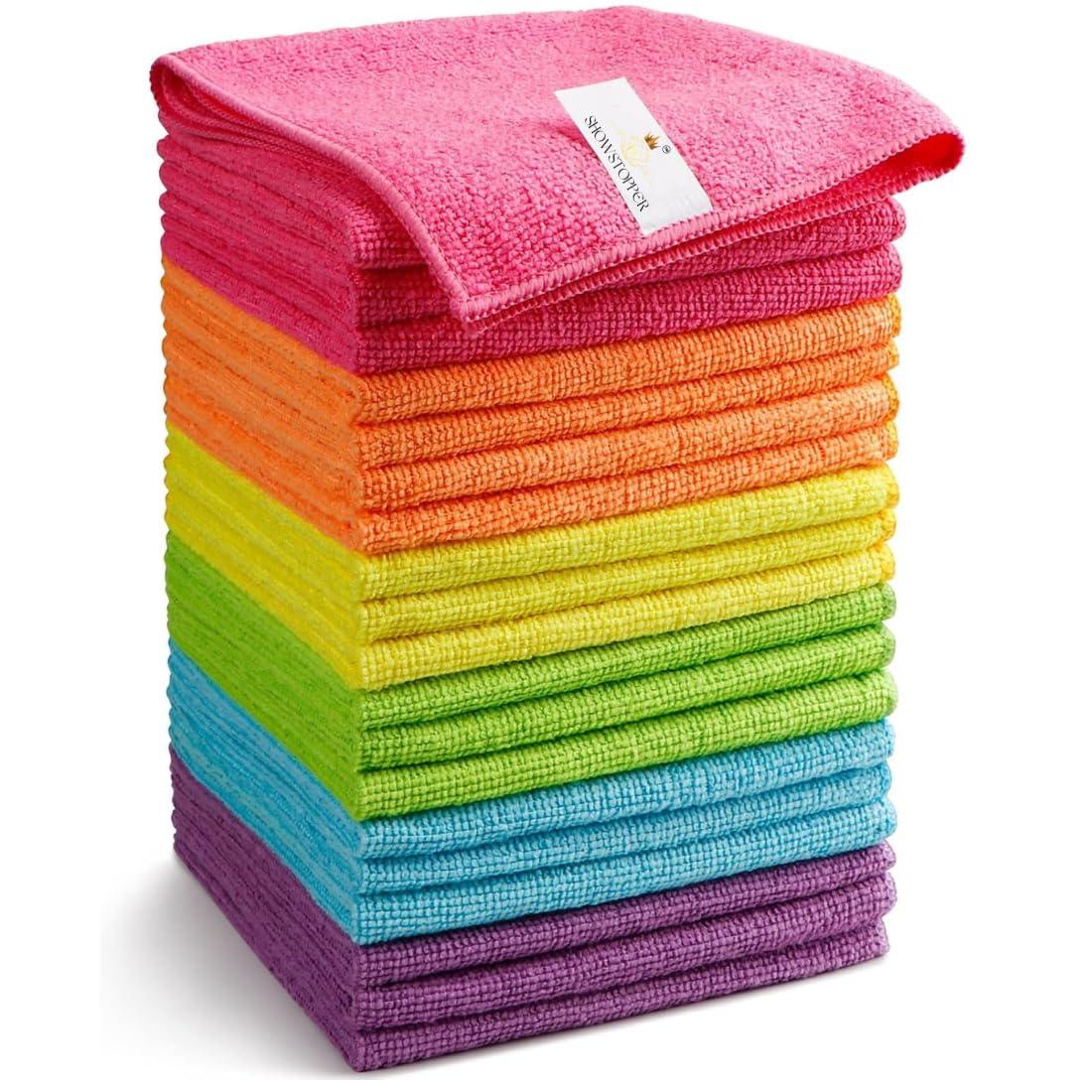 Showstopper Microfiber Cleaning Cloth | 20 Pack | Kitchen Cleaning Cloths and Wipes | Dusting Cloth for Home Cleaning | Home Essentials Products | 30cm X 30cm | 6