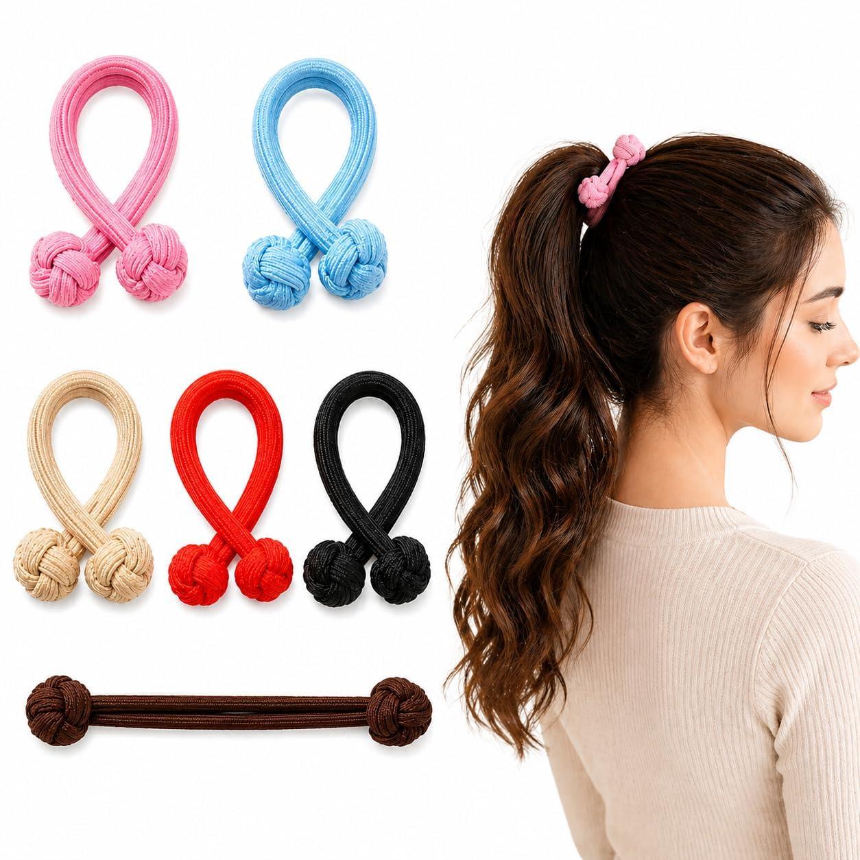 ZUBELLO 5 Pcs Knot Hair Rubber Band for Women, Stretchy Seamless Hair Scrunchies for Women, No Damage Elastic Ponytail Holders for Daily Hairstyling(MULTY COLOUR)