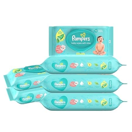 Pampers Baby Gentle Wet Wipes with Lid 72 Count (Pack of 1) | with Aloe Vera and Vitamin E | 97% Pure Water | Paraben free