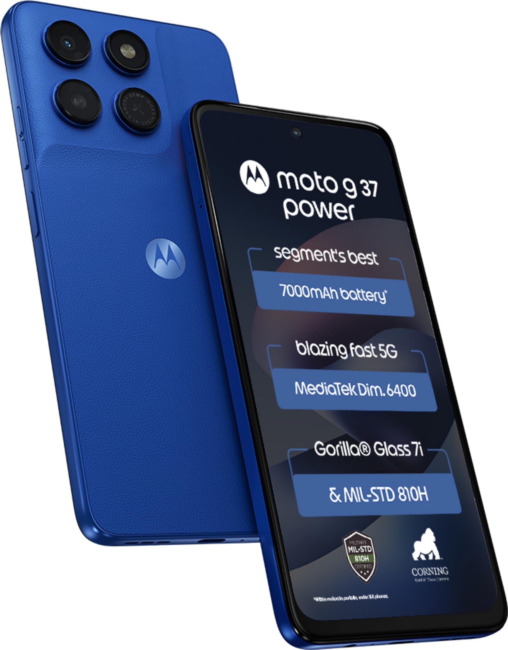 Motorola Moto g37 Power 5G (Pantone Nautical Blue, 128GB Storage, 8GB RAM) | 6.67-inch HD+ 120Hz Display | Dimensity 6400 | 50MP Camera | 7000mAh Battery | 30W Charging