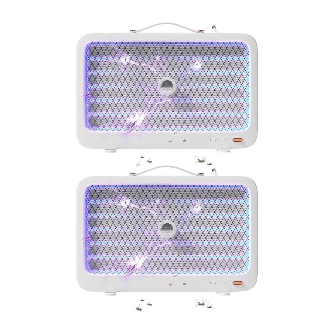 HiCare Portable MosSwatter – Rechargeable UV LED Bug Zapper with 10 Beads | 2000mAh Battery | Indoor & Outdoor Insect Killer | Safe for Kids & Pets (Pack of 2)