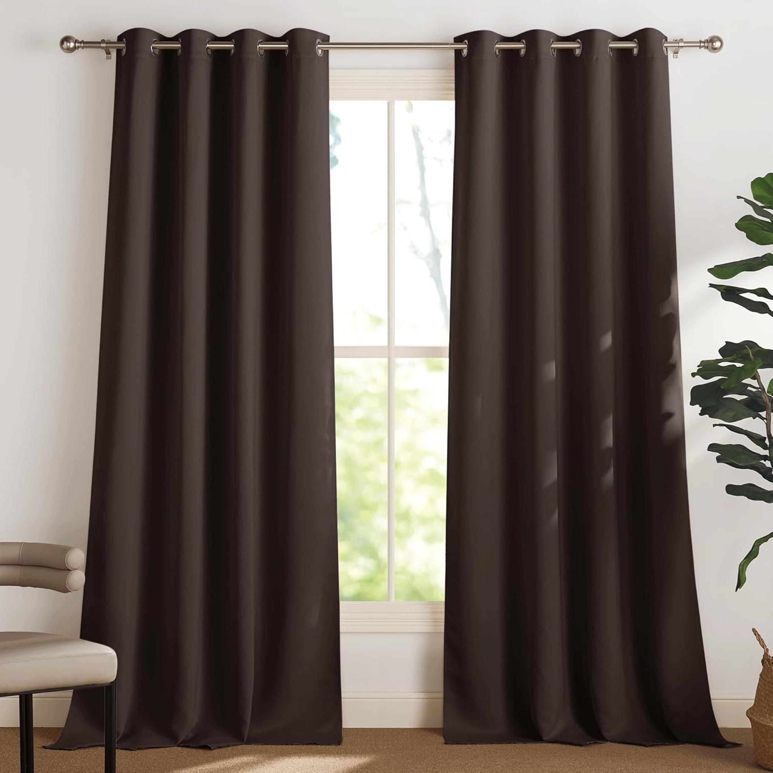 Galaxy Home Decor Premium Blackout Curtain for Window 5 Feet | Thermal Insulated Modern Window Curtain with Rings for Living Room & Bedroom | Pack of 2, Brown