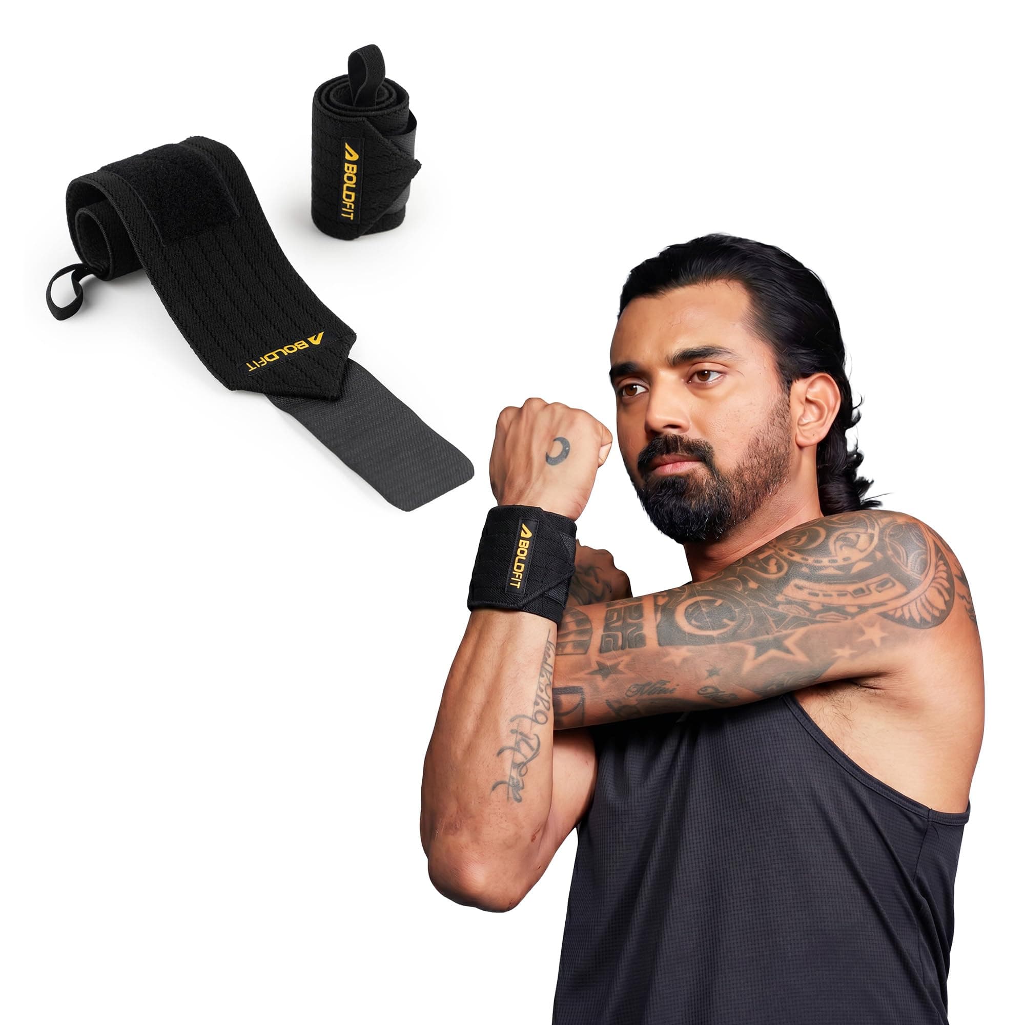 Boldfit Wrist Band for Gym Workout Wrist Support for Gym Straps for Men Hand Band Strap for Man Accessories for Men Workout Wrists Supporter wrap for man Workouts Accessories for Women Hand Wraps
