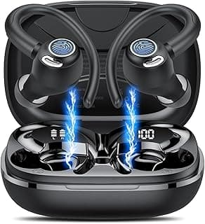 GNMN Bluetooth Earbuds Wireless 5.3 Earphones,Over-Ear Buds HiFi Stereo Sound with ENC Mic,Sport in Ear EarHooks with 40H Dual LED Display for Running