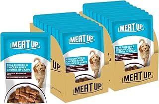 Meat Up Adult Wet Dog Food (8 x 70g) 560g + 560g (Free) 1120g| Real Chicken in Gravy | Healthy Digestion | Promotes Health & Vitality | Complete and Balanced Meal