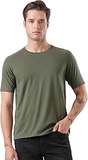 TURMS Men's Raglan Half Sleeves Solid Round Neck T-Shirt | Cool Tech and Breathable with Plated Pointed Fabrics | Anti Odor Moisture Control & Wicking