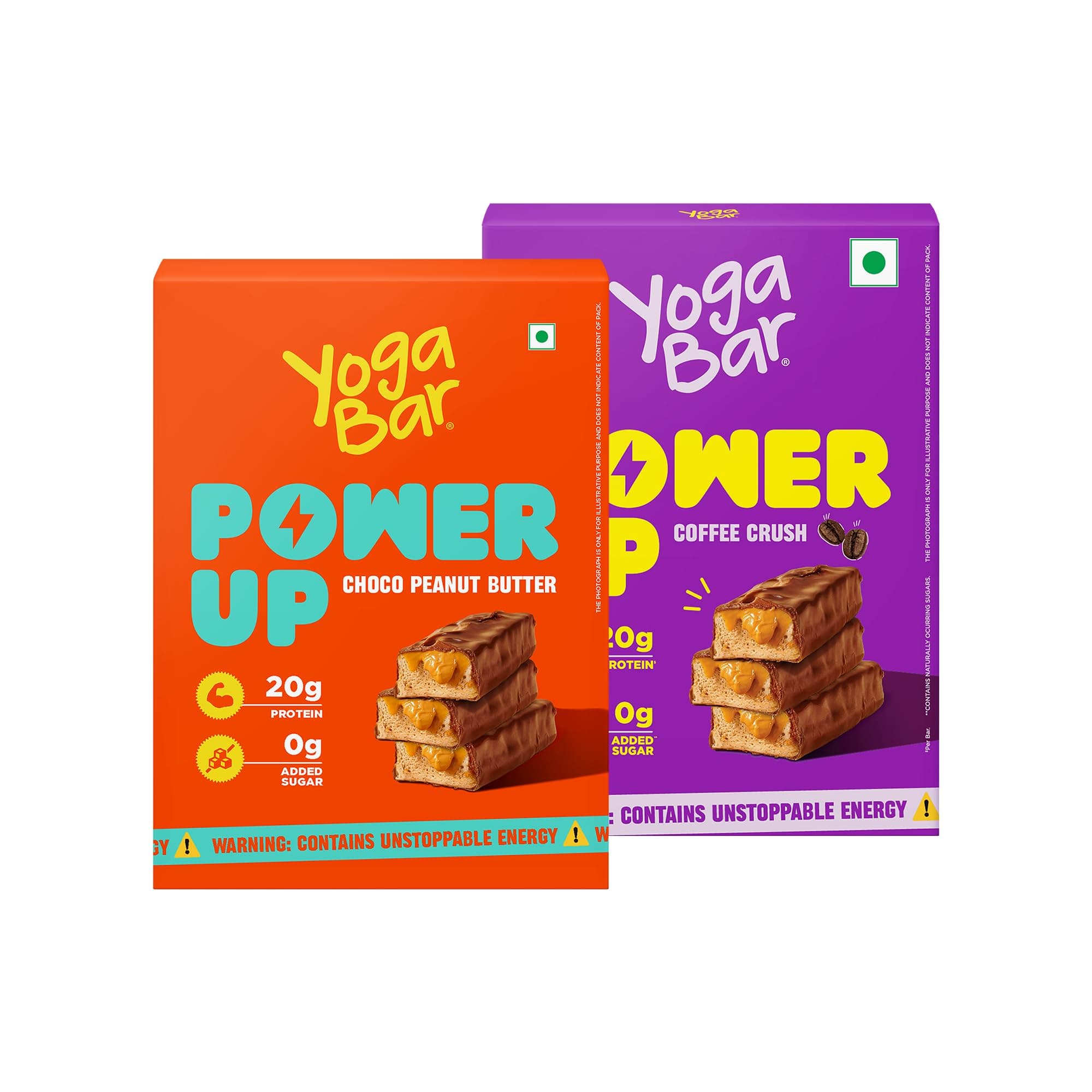 Yogabar Power Up 20g Protein Bar (5 x Choco Peanut Butter Bars, 5 x Coffee Rush Bars) | No Added Sugar Protein Bars | Premium High Protein Blend - Concentrate, Peanuts & Soy | Healthy Protein