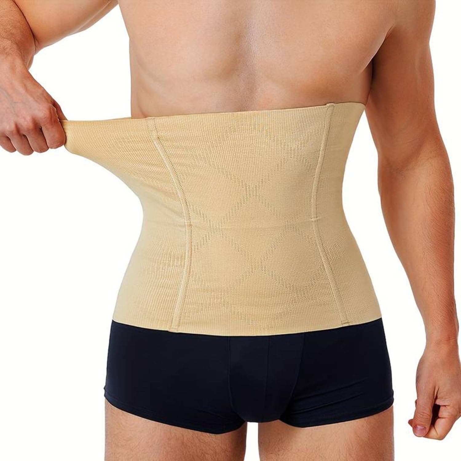 HSR Men's Waist Trainer Belt - Breathable Nylon, Double Layer Seamless Design for Abdominal Control, Abdominal Control Shaper, Tummy Control Shapewear (Fits Waist : 30 to 39 Inch) Skin