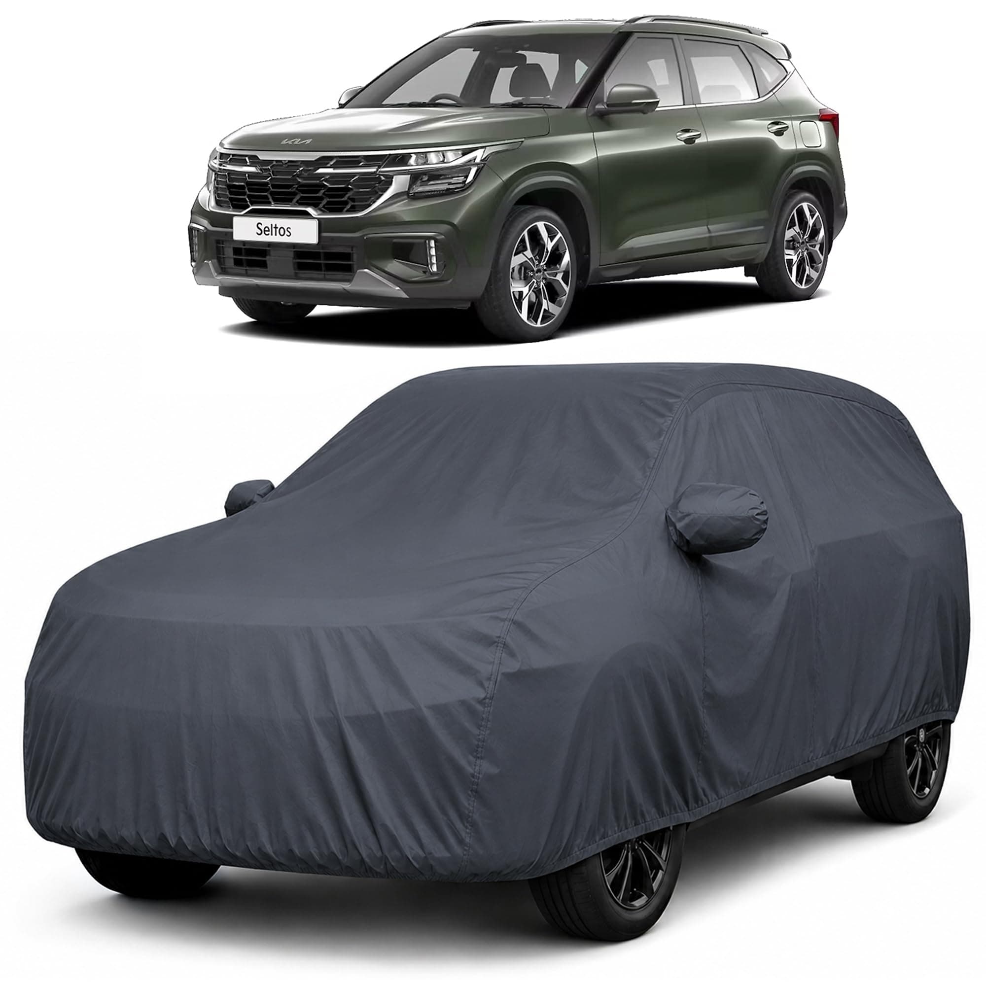 Autofact Premium Car Cover for Kia Seltos | All Weather Waterproof Full Body Car Cover | Light-Weight Triple-Stitched Outdoor Shield with UV Protection, Dustproof & Heat-Resistant