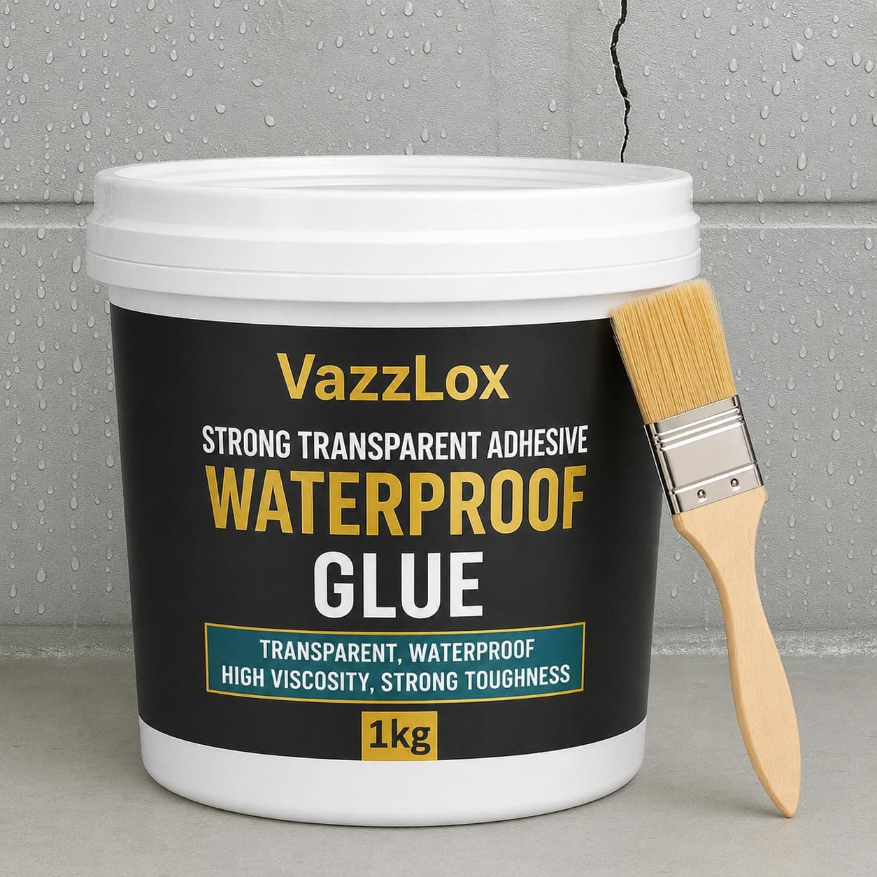VazzLox Waterproof Glue for Leakage Strong & Transparent Water Proof Glue Plus Brush Epoxy Resin for Water Proofing for Indoor & Outdoor Crack Seal Agent Roof Water Leakage Glue Adhesive Sealant 1kg