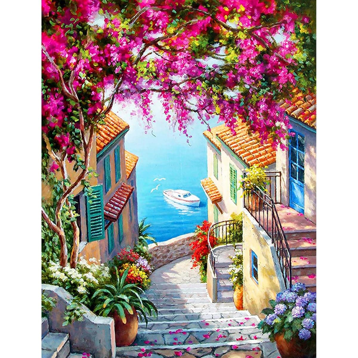 HASTHIP® Paint by Numbers Art Kit Mediterranean Dreamscape Acrylic Oil