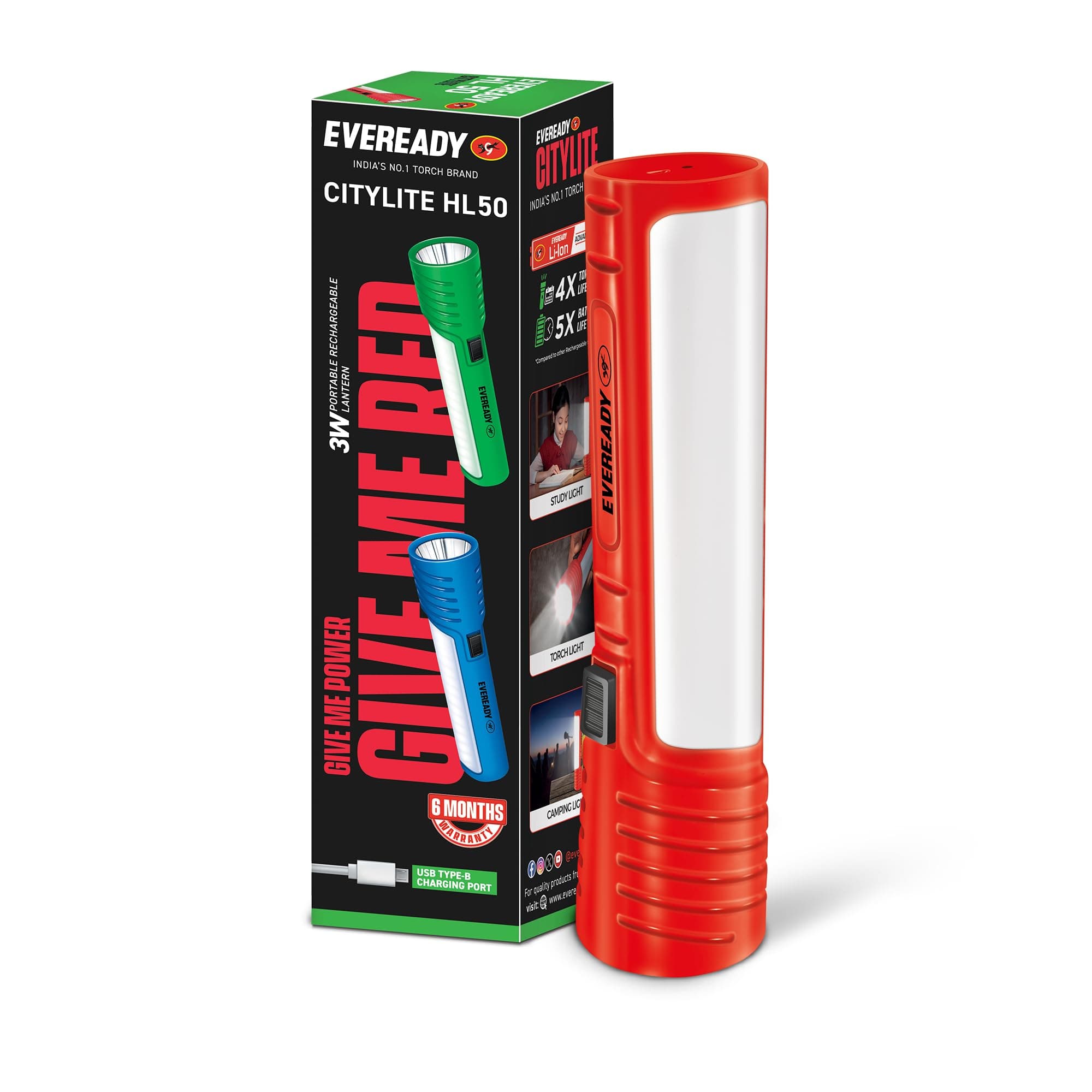 Eveready CITYLITE HL50 Rechargeable LED Emergency Lantern, 220 Lumen