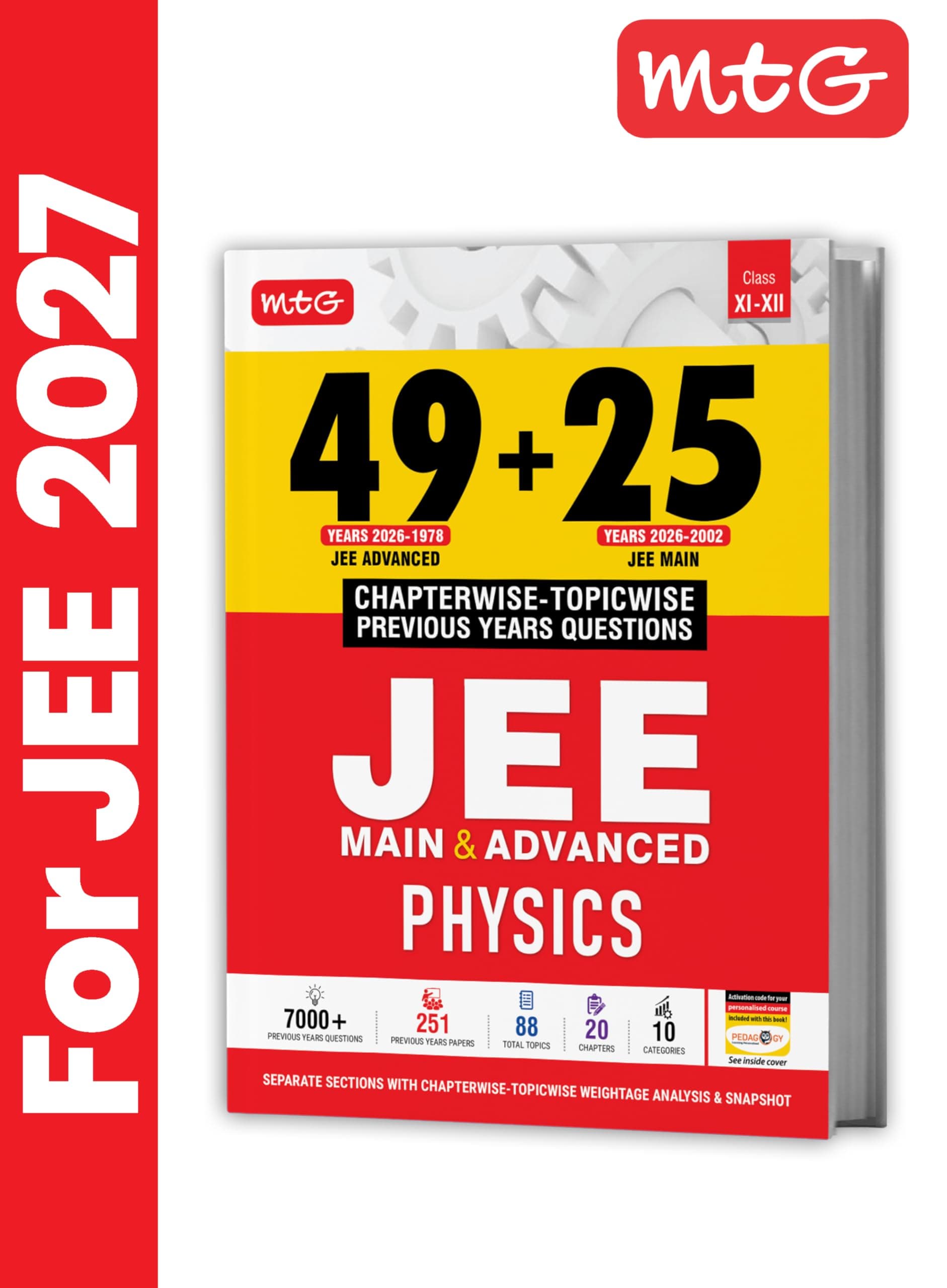 MTG 49 + 25 Years (2026-2002) JEE Main and Advanced (2026-1978) PYQ Book Physics | Chapter-wise Topic-wise Solved Papers with Free Smart Book For 2027 Exam