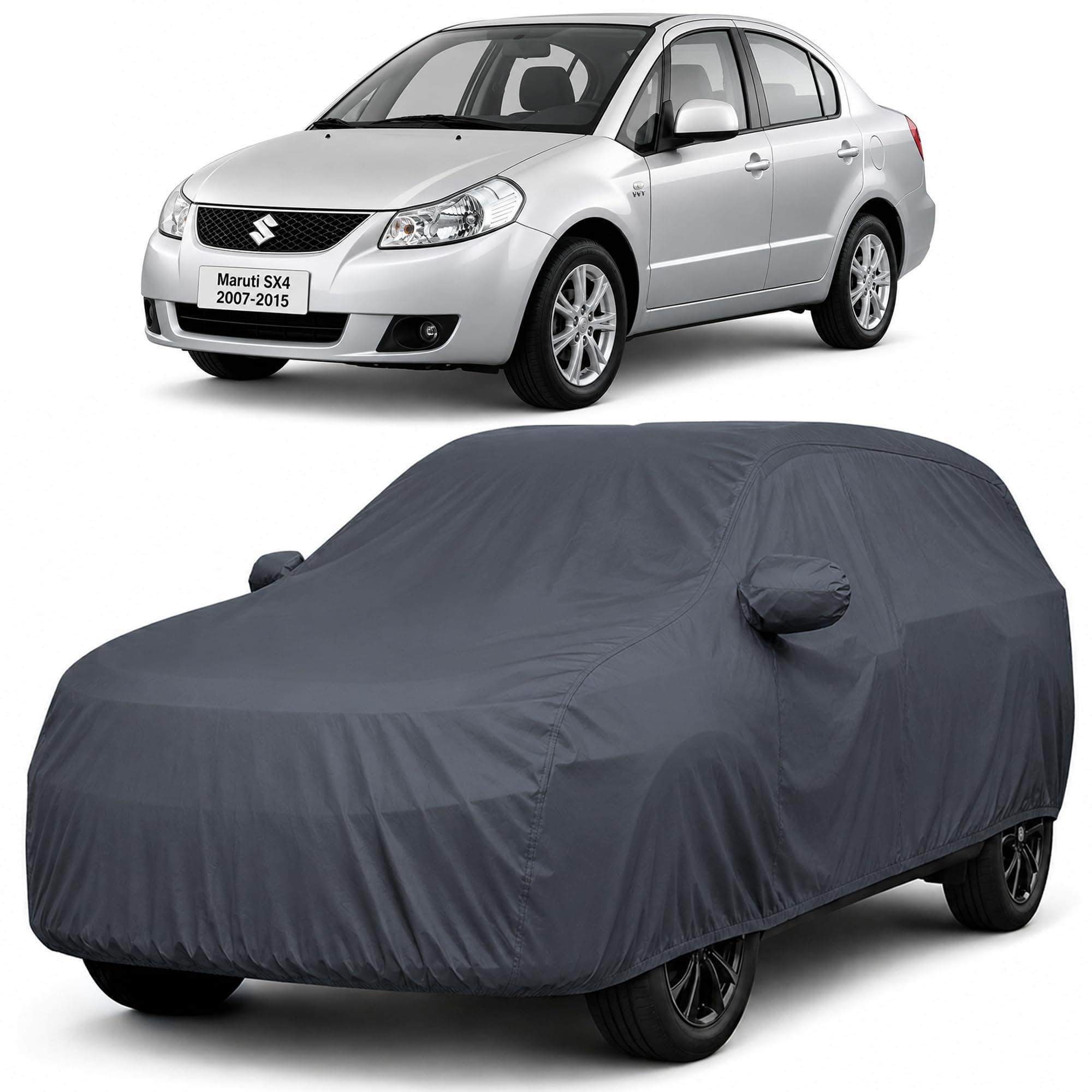 Autofact Car Body Cover Compatible with Maruti SX4 2007-2015 | Custom Fit Car Cover |100% Waterproof | Triple-Stitched Lightweight Fabric | Dustproof | Indoor & Outdoor Use | Elastic Bottom
