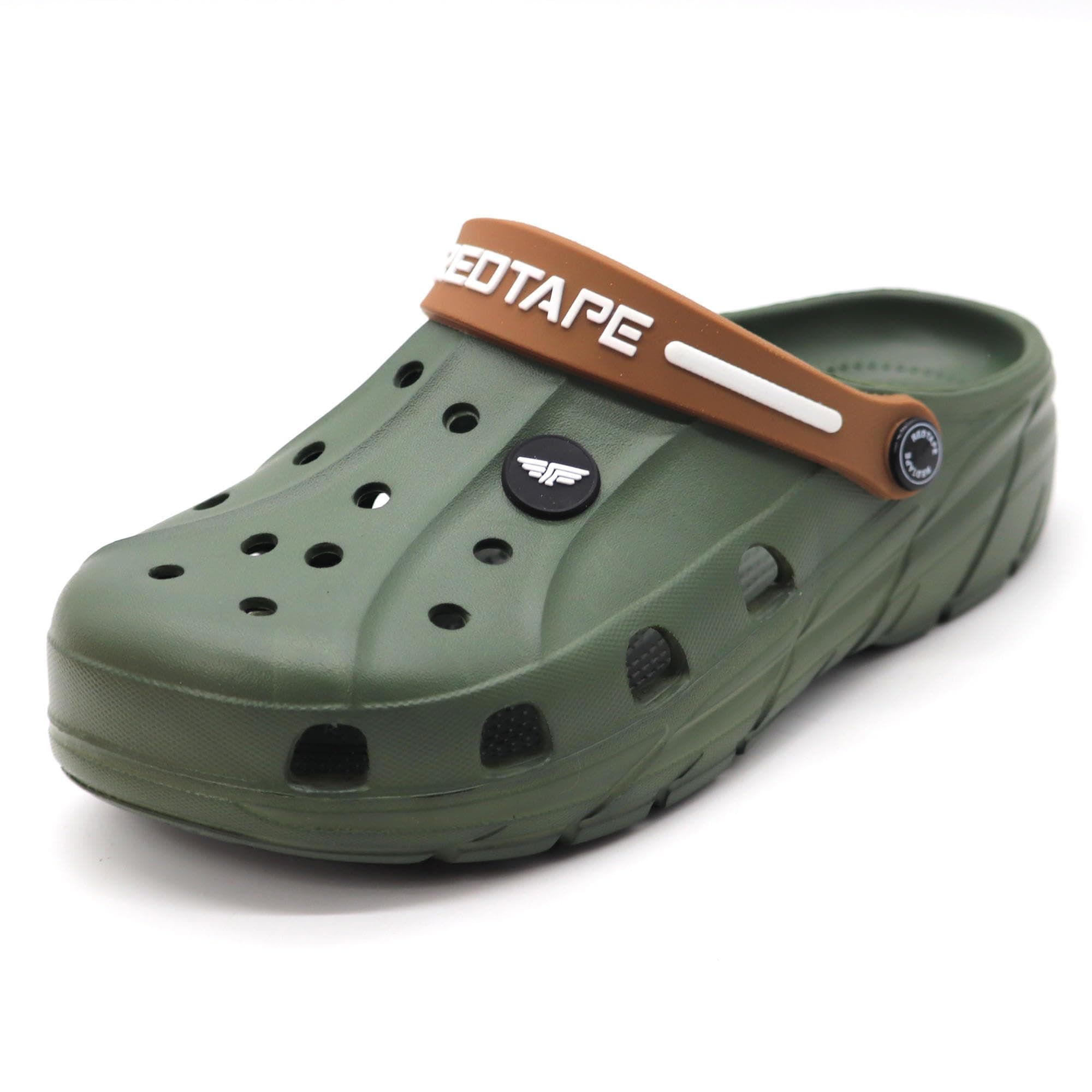 Red Tape Men's Designer Comfortable Clogs || Sandals With Adjustable Back Strap For Men Olive Green,10