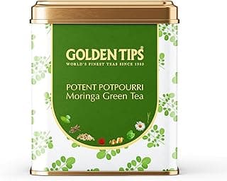 Golden Tips Whole Leaf Tea Sourced from Potent Potpourri Moringa Green Tea Teabags, Refreshing & Aromatic, Rich in Antioxidants, (100 Gram, 50 cups)