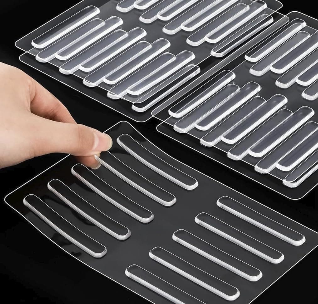 Unity Brand 10Pcs Transparent 2.24 inch Strip Door Handle Bumper Soft Wall Protector Self Adhesive Door Knob for Wall Shield Guard Sliding Clear Door Bumpers Stopper Silencer (10 Pcs Strip)