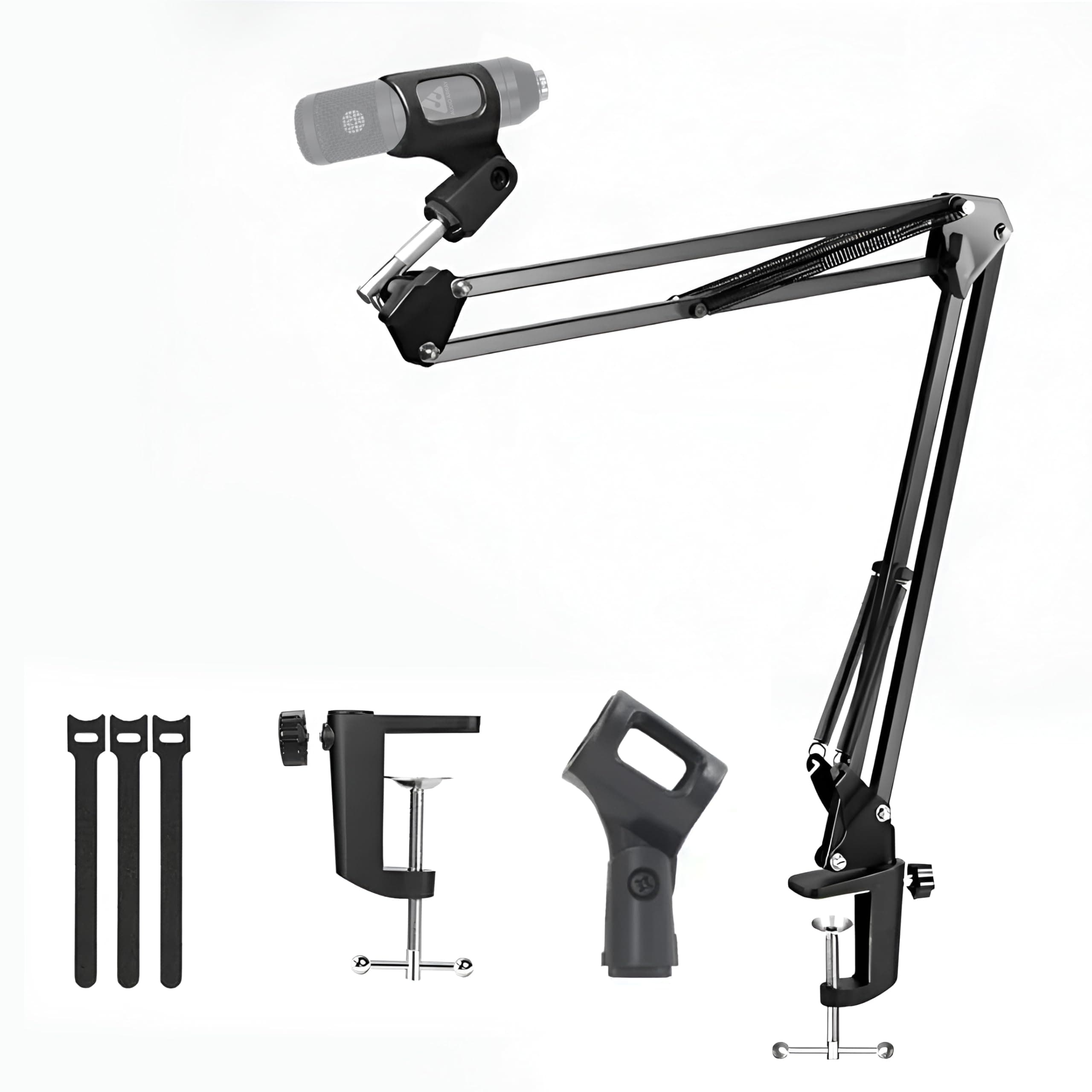 Audio Array Boom Arm | Suspension Scissor Mic Arm Stand | Universal clamp with mic Holder & 3/8″ to 5/8″ Adapter for Shock mounts | Suitable for Stages, Studios, Broadcasting, TV Stations | AA-05
