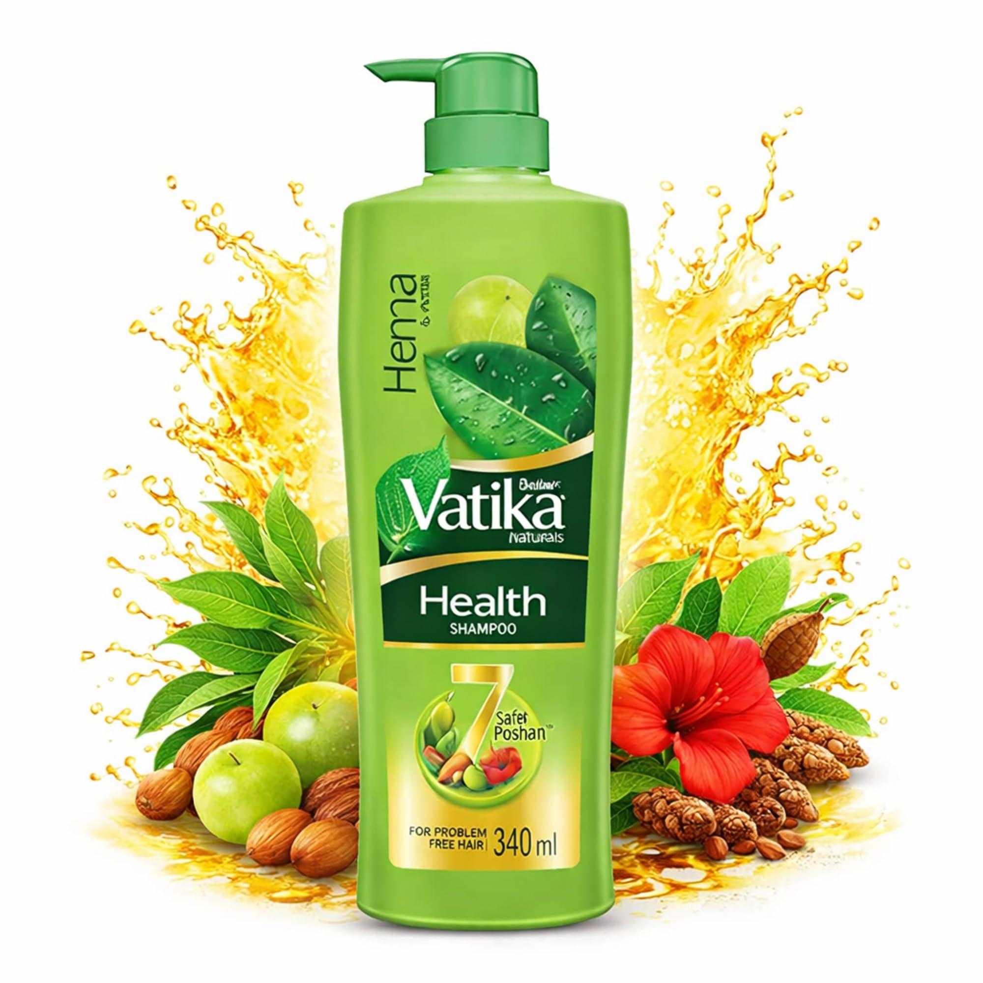 Dabur Vatika Naturals Health Shampoo - 640 ml | 7 Natural Herb Extracts | Contains Henna, Amla & Hibiscus | 90% Hair Fall Control | Everyday Shampoo for Women & Men