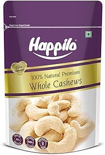 Happilo Premium Natural Whole Cashews 200g Value Pack | Dry Fruits, Kaju, Healthy Snacks | Unsalted Cashew Nuts | Crunchy, Nutritious & Delicious Nuts | Rich in Protein, Magnesium & Phosphorus