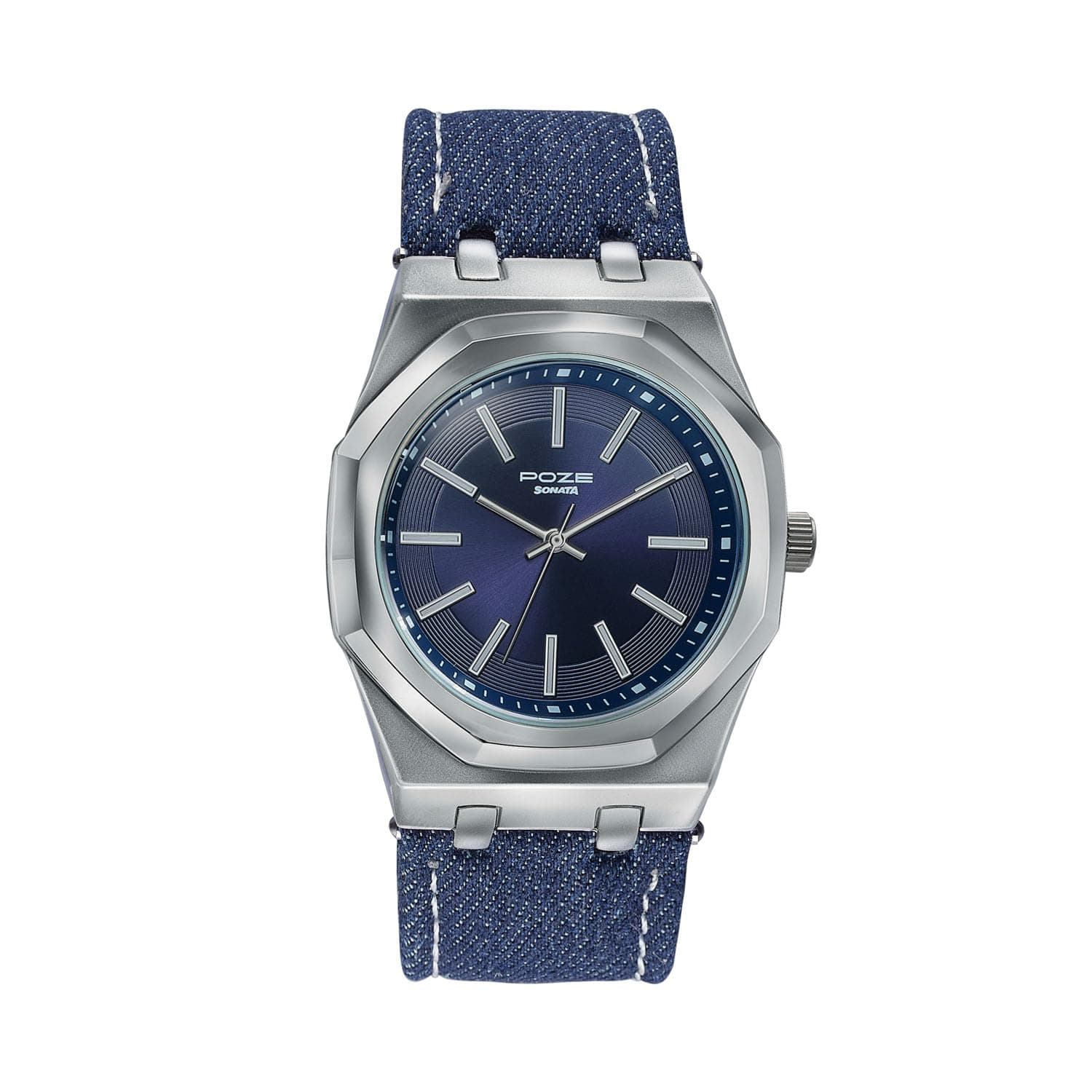 Sonata Poze 9 with Quartz Analog D. Blue Dial D. Blue Denim Strap Strap Watch for Men - SP70115SL01W