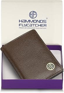 HAMMONDS FLYCATCHER Genuine Leather Card Holder Wallet for Man & Women, RFID Protected ATM/Credit Card Holder Wallet for Men with 6 Slots and 1 Currency Slot, Gift for Men - Brushwood