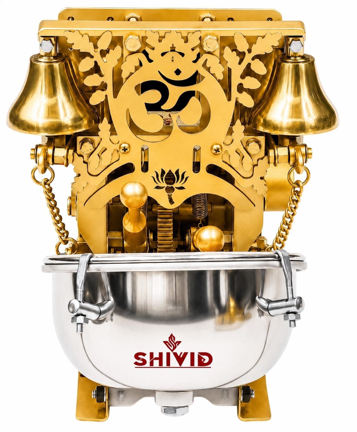 Electric Automatic Aarti Machine for Home Mandir (TEMPLE) | Mini Arti machine with Jalar, Brass Bells & Steel Drum | 2yr Warranty I SHIVID ELITE