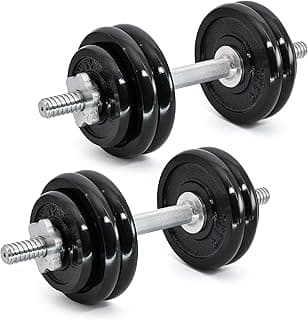 JIMWALT Now in India Exclusive Range of Adjustable Cast Iron Dumbbells 10 KG Set (Available from 10 KG to 100 KG)