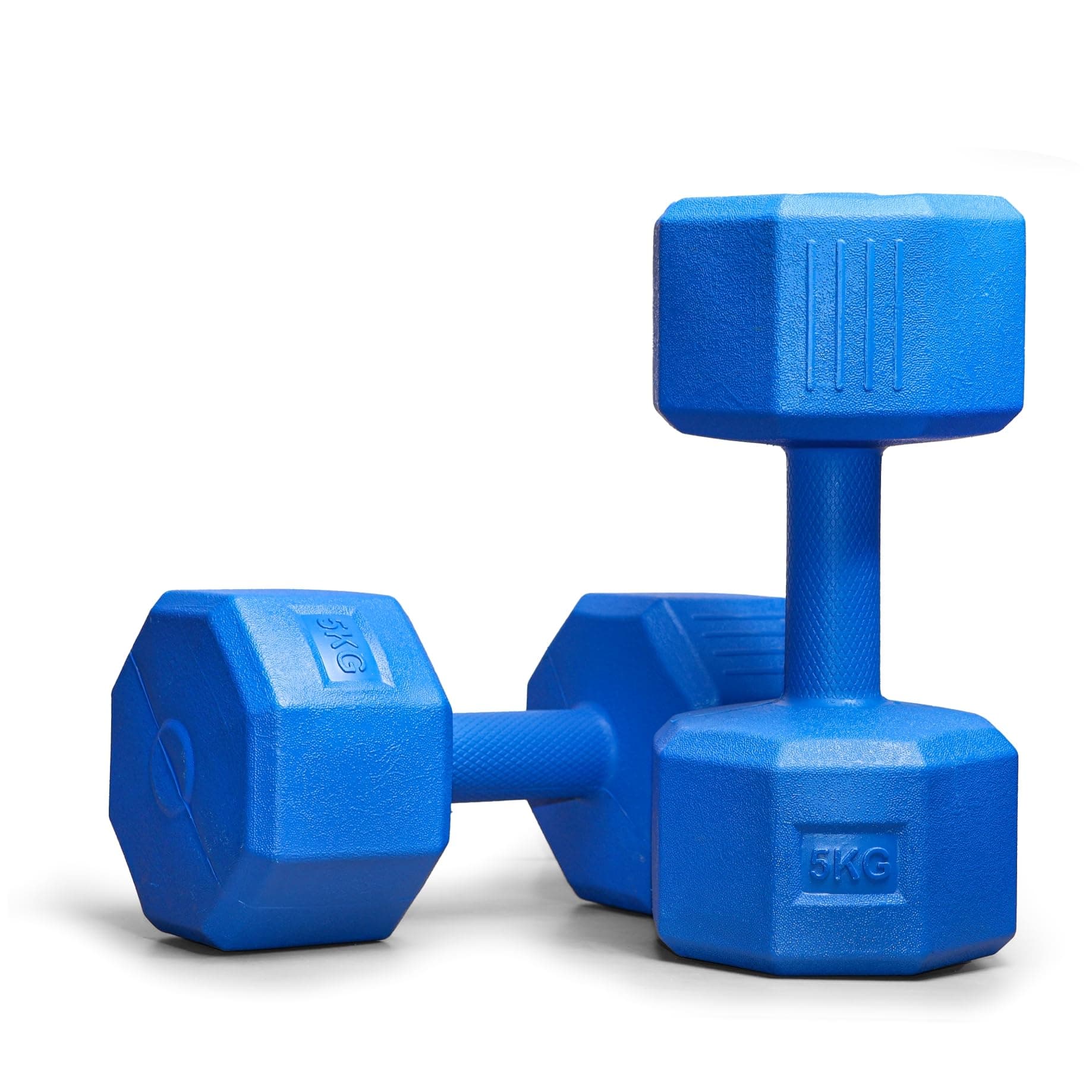 ARTINO 5Kg Pair Hexa PVC Dumbbells Set For Home Gym, Exercise & Fitness Dumbbell (Blue) Fixed Weight Dumbbell (5kg X 2Pc)