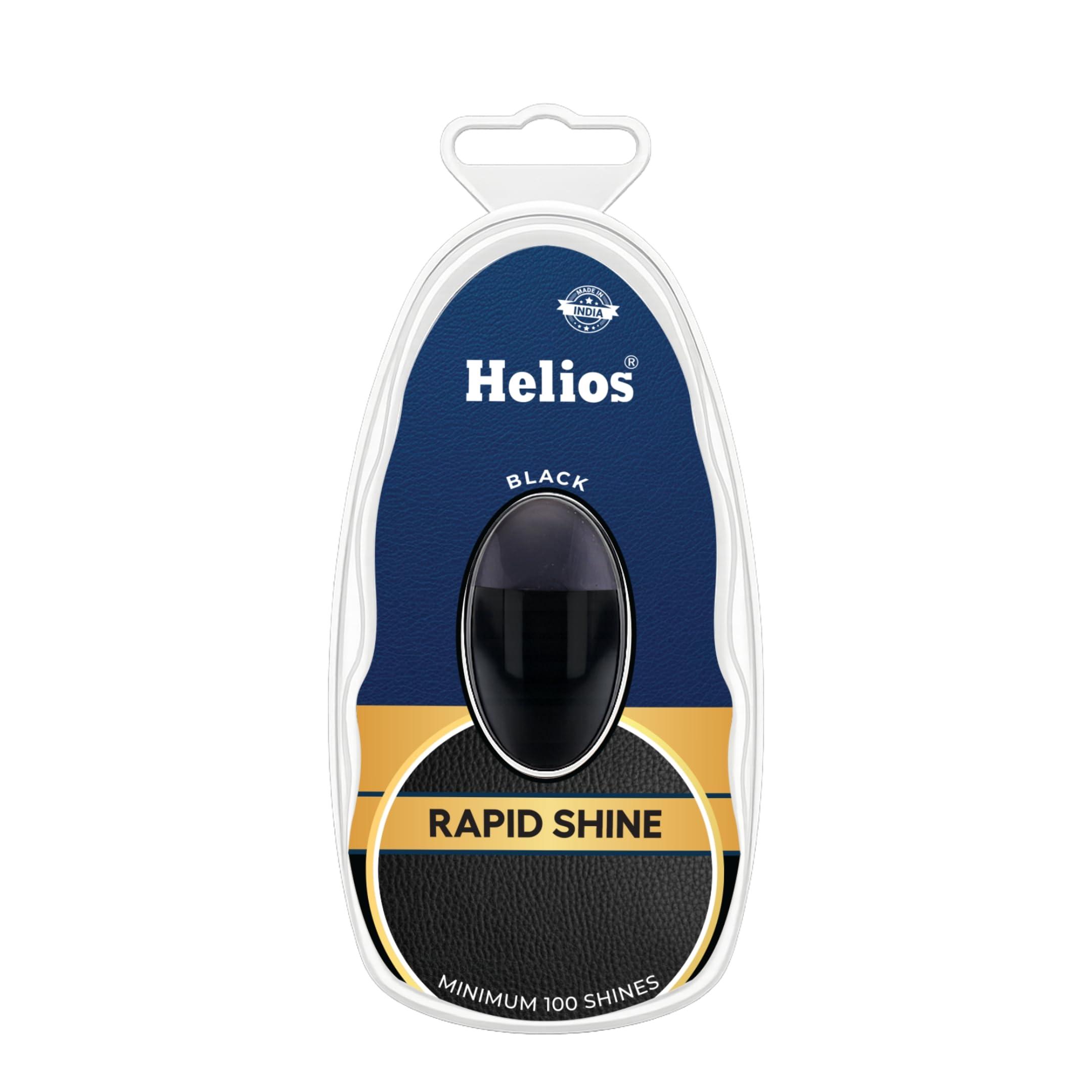 Helios Rapid Shine Shoe Shiner | Instant Gloss Finish | Mess-Free Sponge Applicator | Long-Lasting Performance | Minimum 100 Shines Each (Pack1/Black)