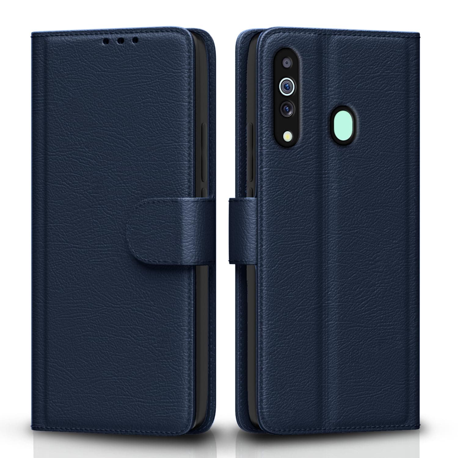 Pikkme Samsung Galaxy M30 Flip Case Leather Finish | Inside TPU with Card Pockets | Wallet Stand and Shock Proof | Magnetic Closing | Complete Protection Flip Cover for Samsung Galaxy M30 (Blue)