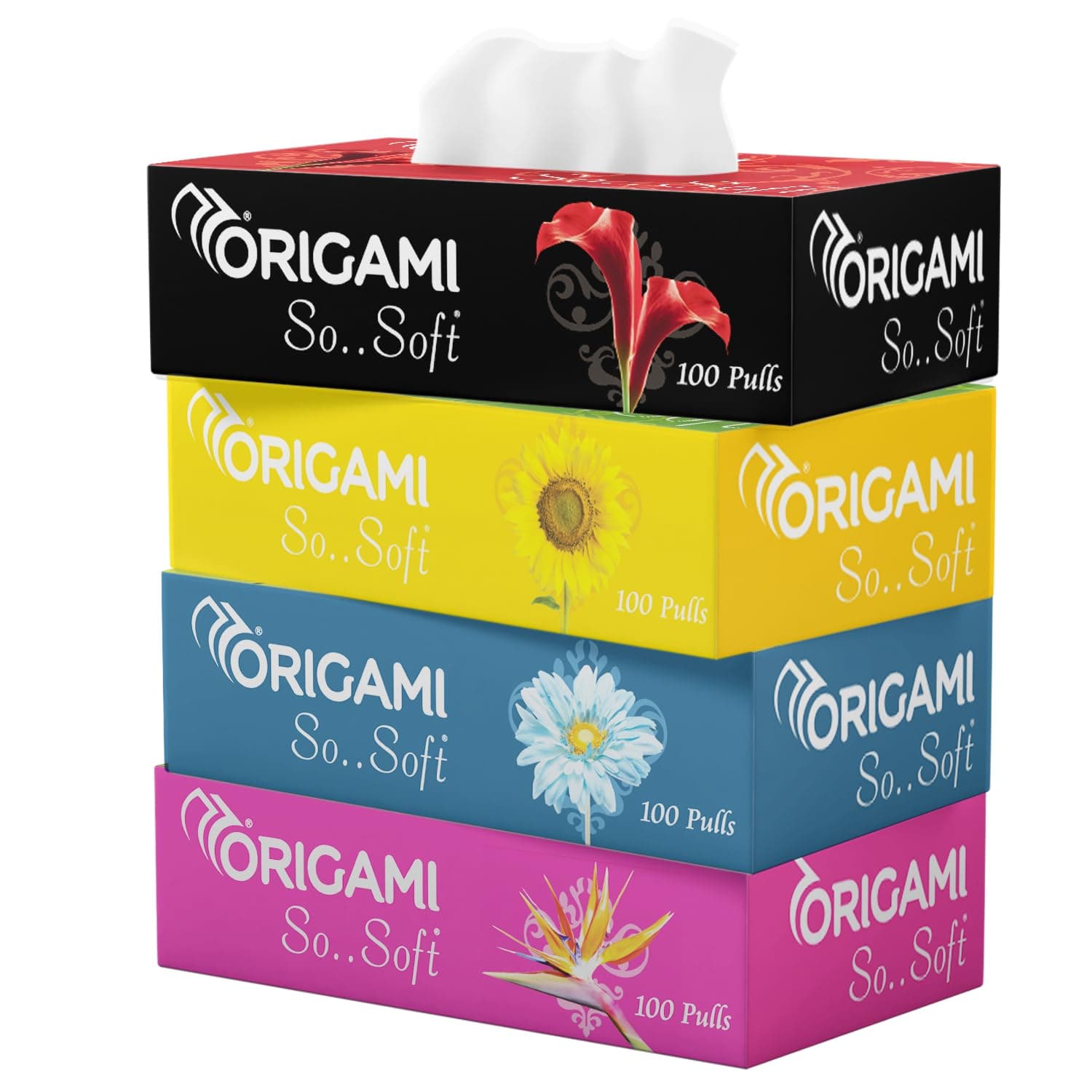 Origami So Soft Facial Tissues | 2 Ply | Pack of 4 | 100 Pulls Each