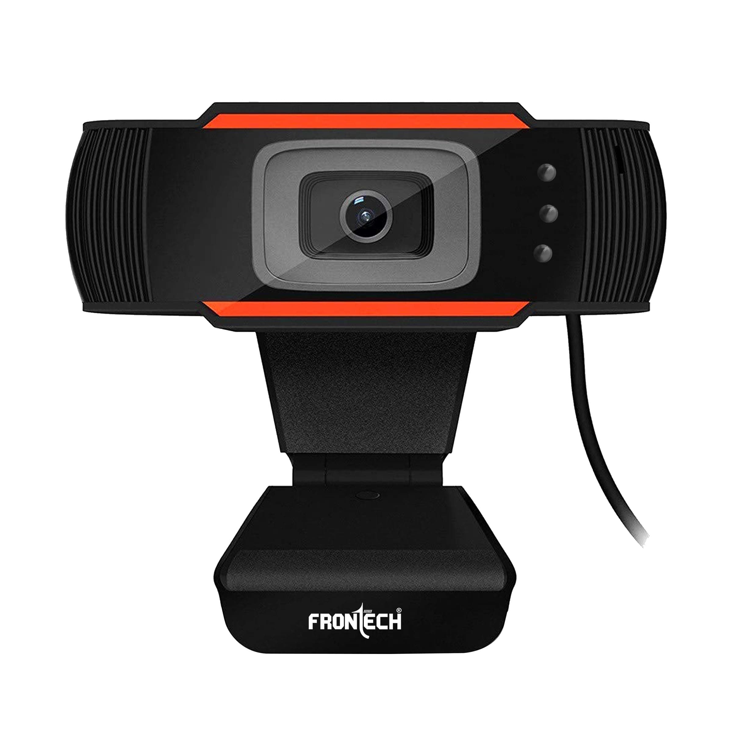 FRONTECH Webcam 2255 - HD 720p, Driverless DSP Chip, 4X Digital Zoom - Crystal Clear Video Calls CMOS Sensor|Built-in Mic| LED Lights, 30 FPS, Plug and Play USB Interface, Auto White Balance