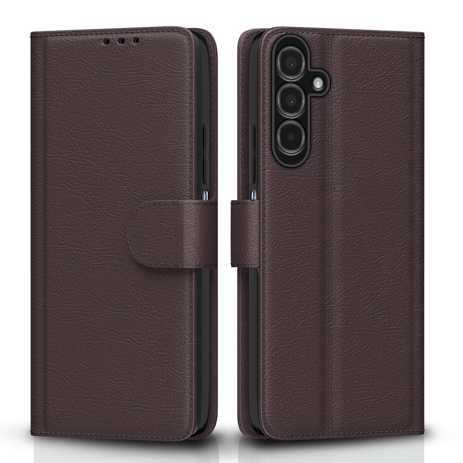 Pikkme Flip Cover Leather Finish | Inside TPU with Card Pockets | Wallet Stand and Shock Proof | Complete Protection Flip Case for Samsung Galaxy A15 4G / A15 5G(Coffee)