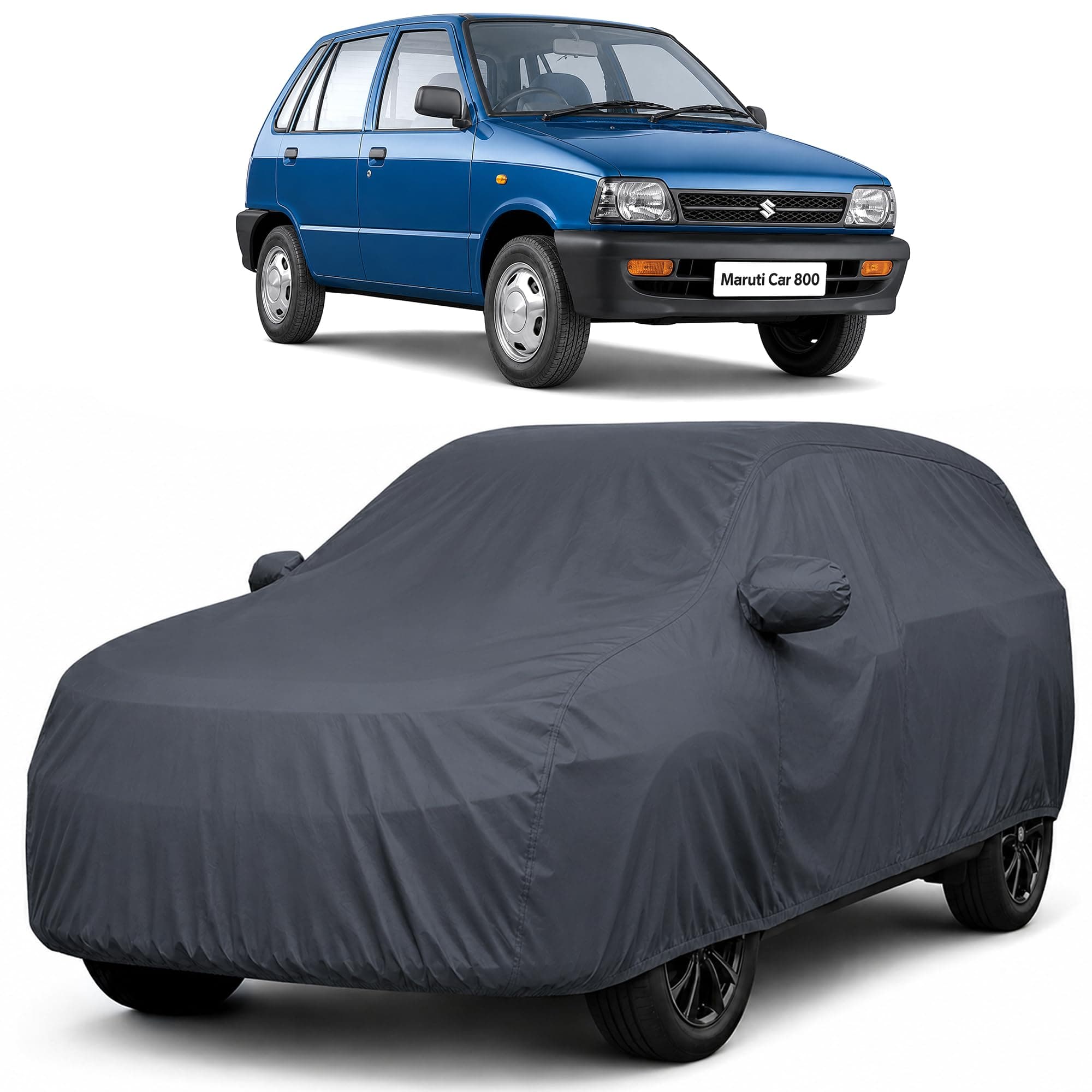 Autofact Car Body Cover Compatible with Maruti Car 800 | Custom Fit Car Cover |100% Waterproof | Triple-Stitched Lightweight Fabric | Dustproof | Indoor & Outdoor Use | Elastic Bottom
