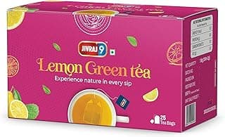 Jivraj9 Lemon Green Tea | 25 Biodegradable Tea Bags | Zesty Lemon Flavour | Low-Caffeine | Detox-Friendly Green Tea | Supports digestion and metabolism | Hydrating Antioxidant-Rich Brew