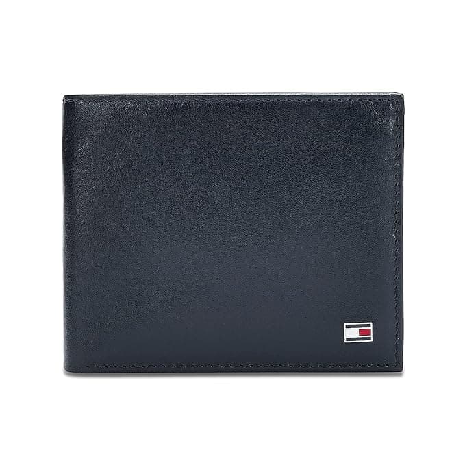 Tommy Hilfiger Men's Global Coin Wallet Elkhom - Navy | 1 Coin Pocket | 2 Compartments | 4 Cards Slots | Stylish Men's Leather Wallet
