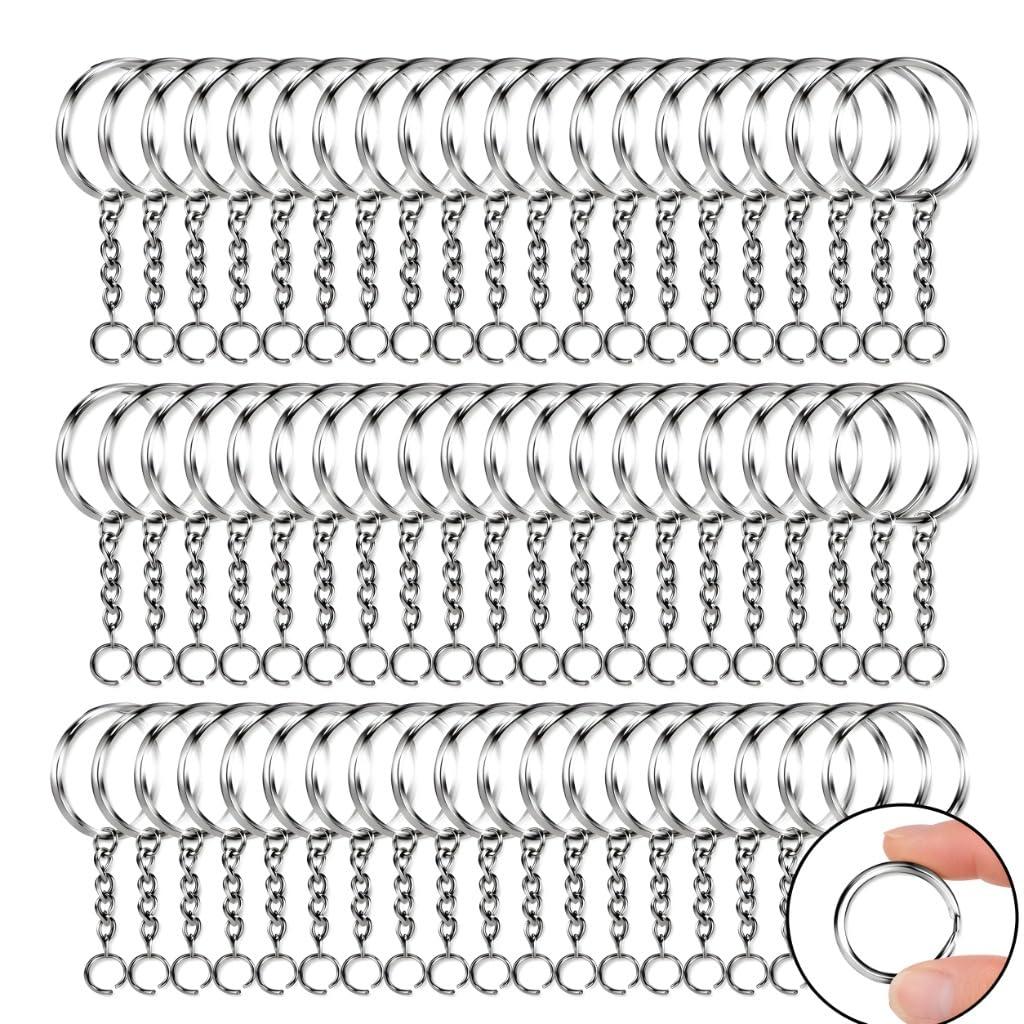 AutokraftZ Metal Split Keychain Ring Parts - 60 Open Jump Rings for Crafting, Key Ring Making, DIY Projects, Art & Craft Accessories - Durable Keychain Rings for Custom Keychains and Jewelry Creations