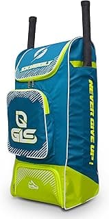 GLS Polyurethane SKYBOLT PRO Duffle Cricket KIT Bag with Two BAT Pocket and Shoe Pocket with Wheels, Blue