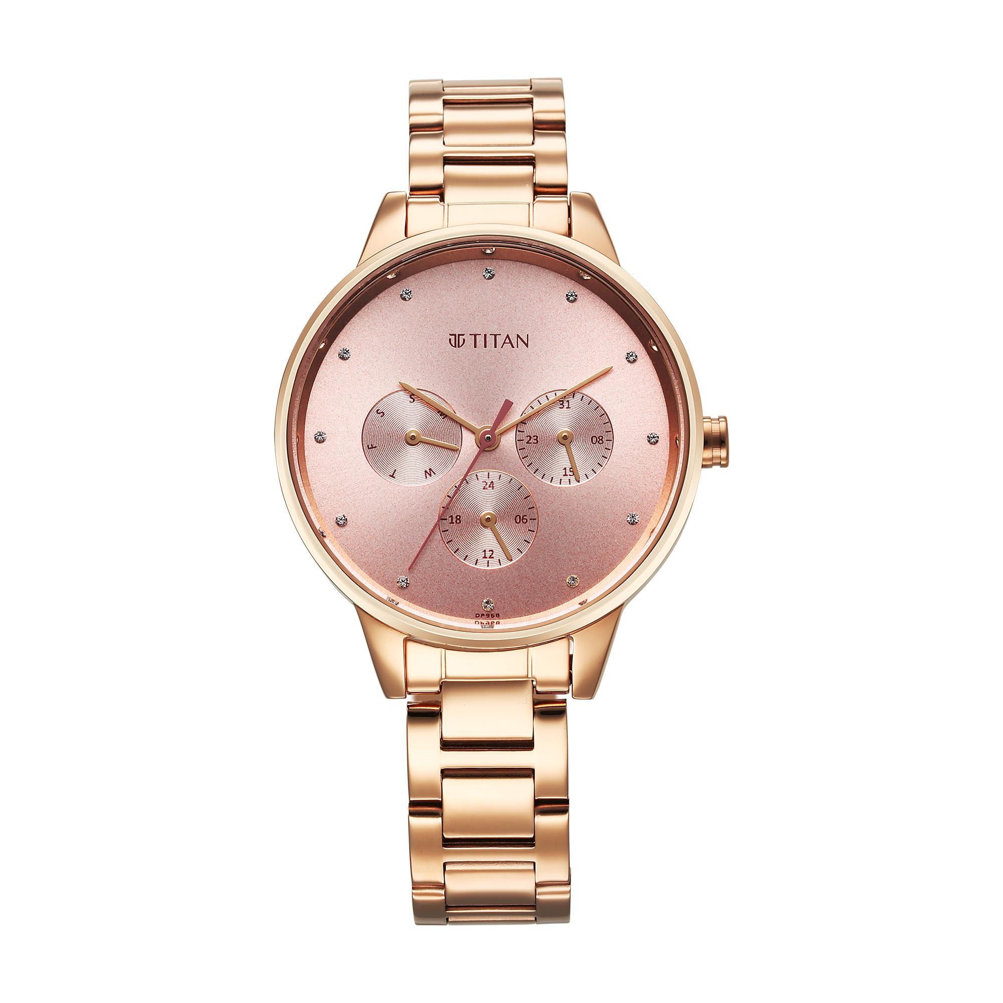 Titan Women Razzle Dazzle Pink Dial Stainless Steel Watch - 2648WM08