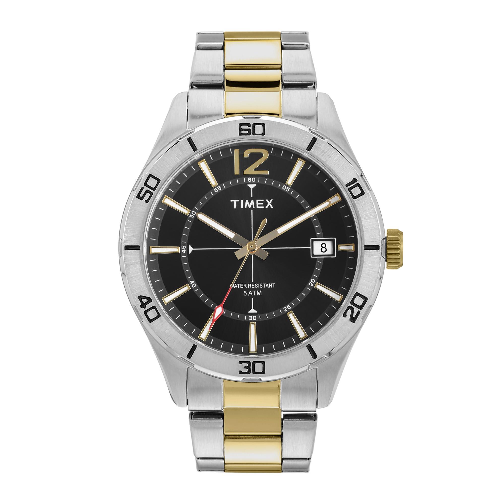 TIMEX Analog Watch for Men with Black Dial & Multicolor Stainless Steel Bracelet Band - Water Resistant Men's Wrist Watches -TWEG295SMU07